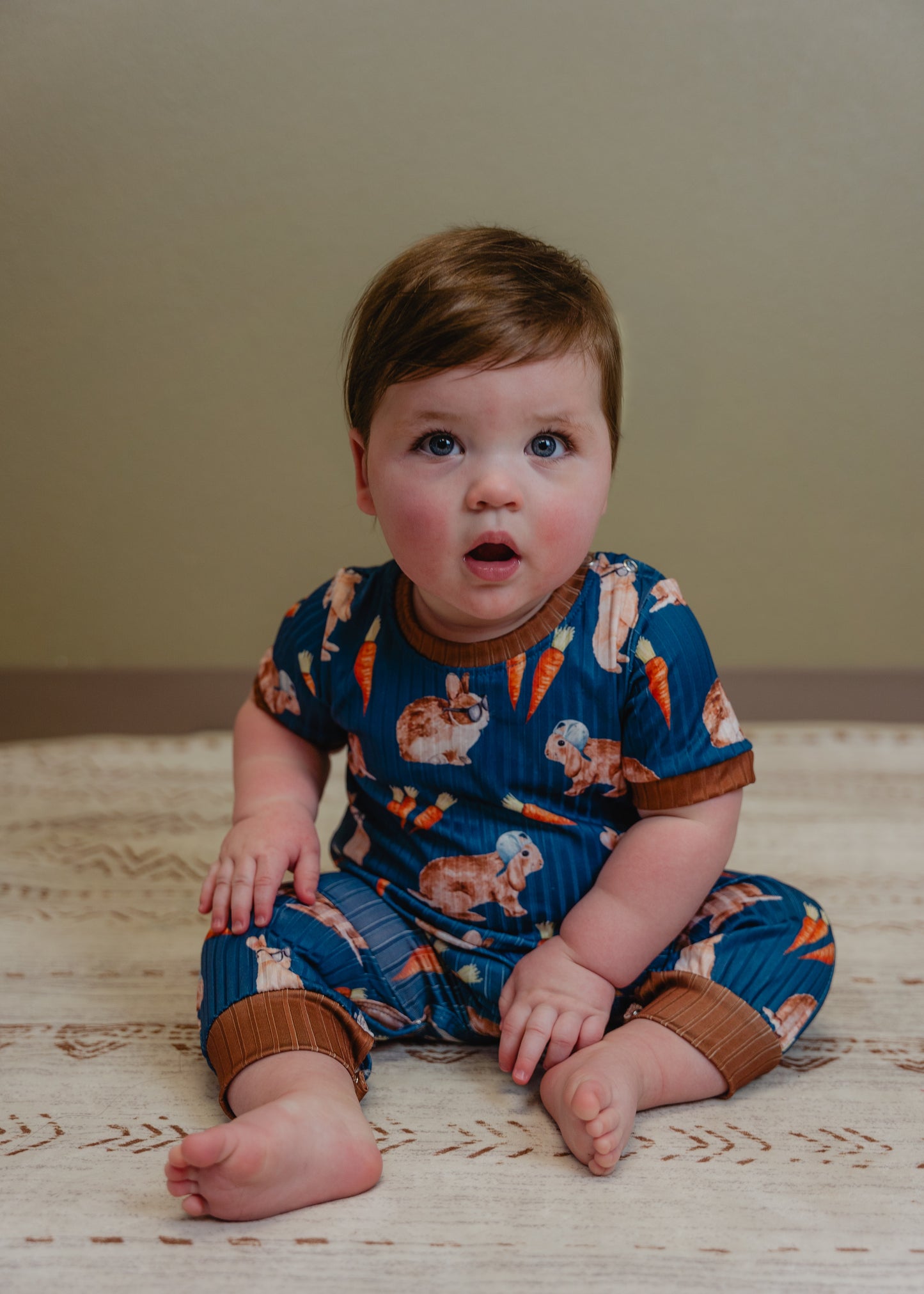 Navy Boy Bunny Romper