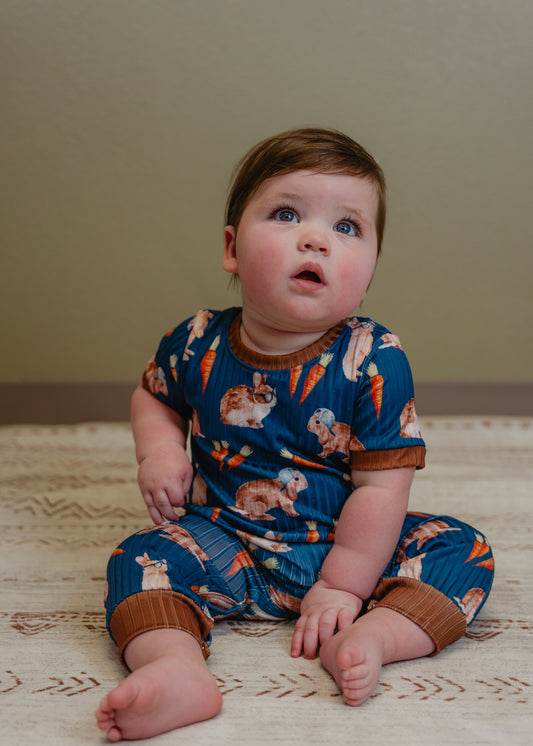 Navy Boy Bunny Romper