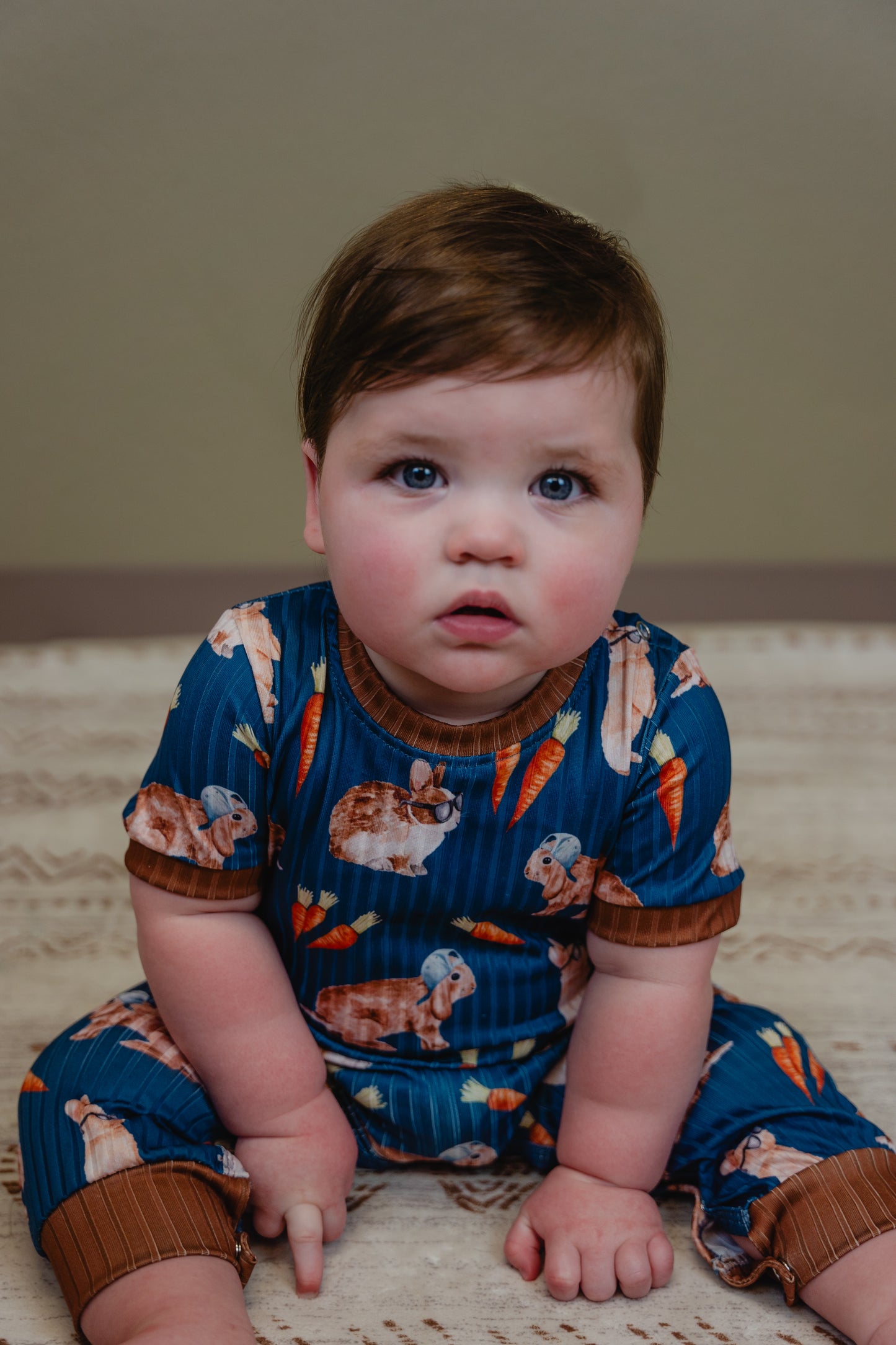 Navy Boy Bunny Romper