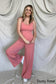 Wide Leg Sleeveless Jumpsuit With Built-In Bra