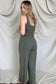 Wide Leg Sleeveless Jumpsuit With Built-In Bra