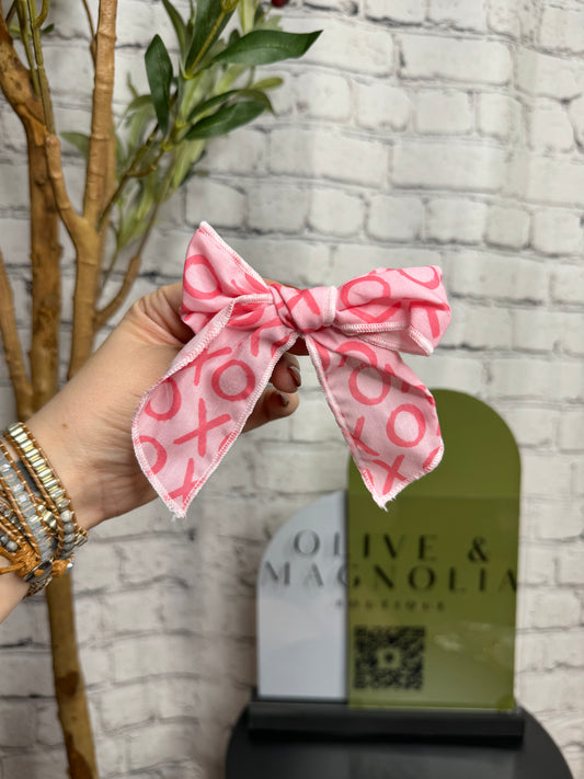 4" XOXO Serged Cotton Hair Bow