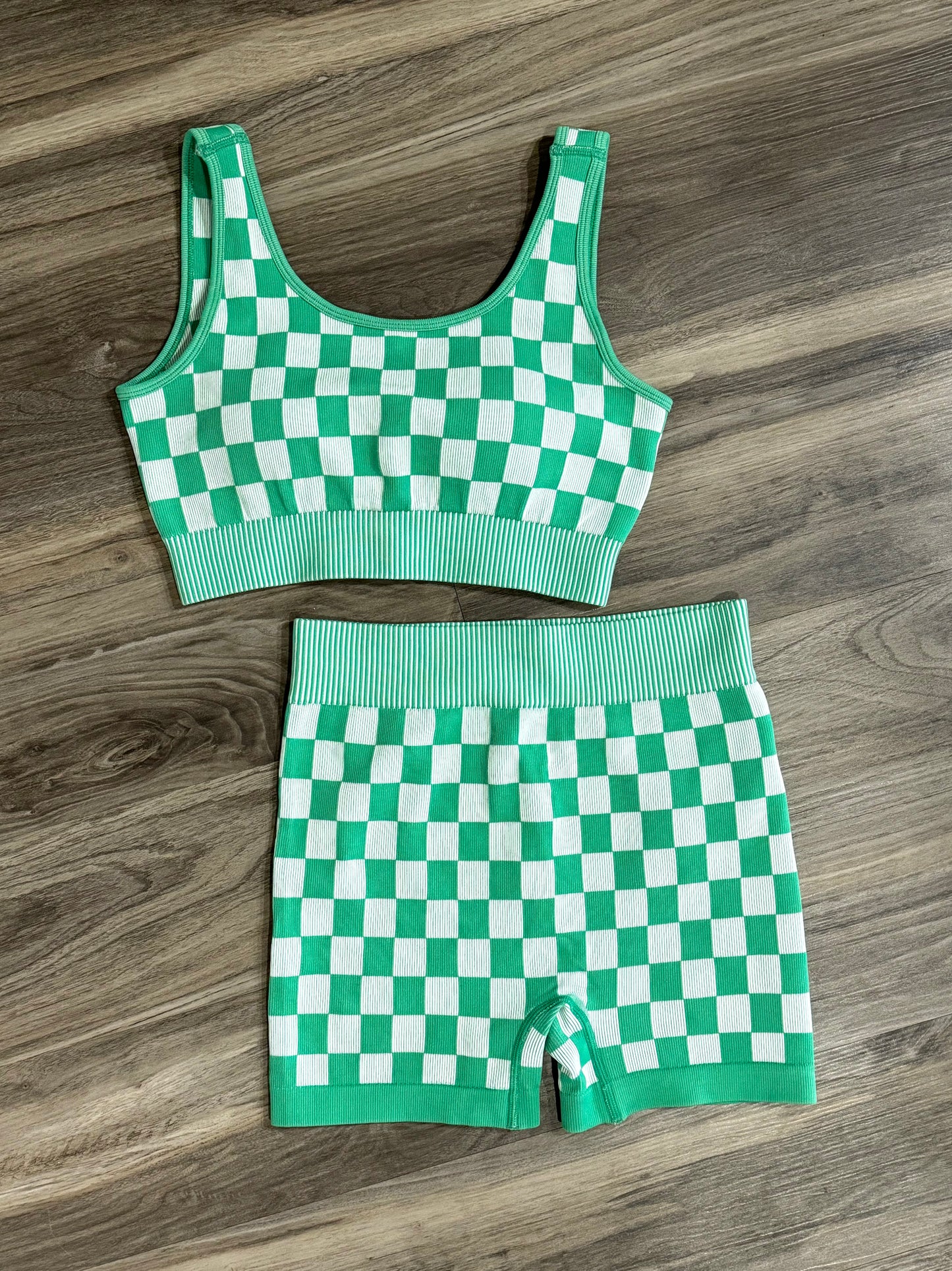 Green Checkered Workout Set